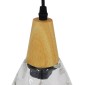 GloboStar® NOAH 01491 Μοντέρνο Κρεμαστό Φωτιστικό Ανάρτηση Μονόφωτο 1 x E27 IP20 Διάφανο Γυαλί με Μπεζ Ξύλο - Μ16 x Π16 x Υ30cm