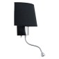 GloboStar® ELEGANT 01492 Μοντέρνο Επιτοίχιο Φωτιστικό Απλίκα με LED Βραχίονα Δίφωτο 1 x E27 IP20 Μαύρο Ύφασμα με Ασημί Μέταλλο - Μ26.5 x Π15 x Υ43cm