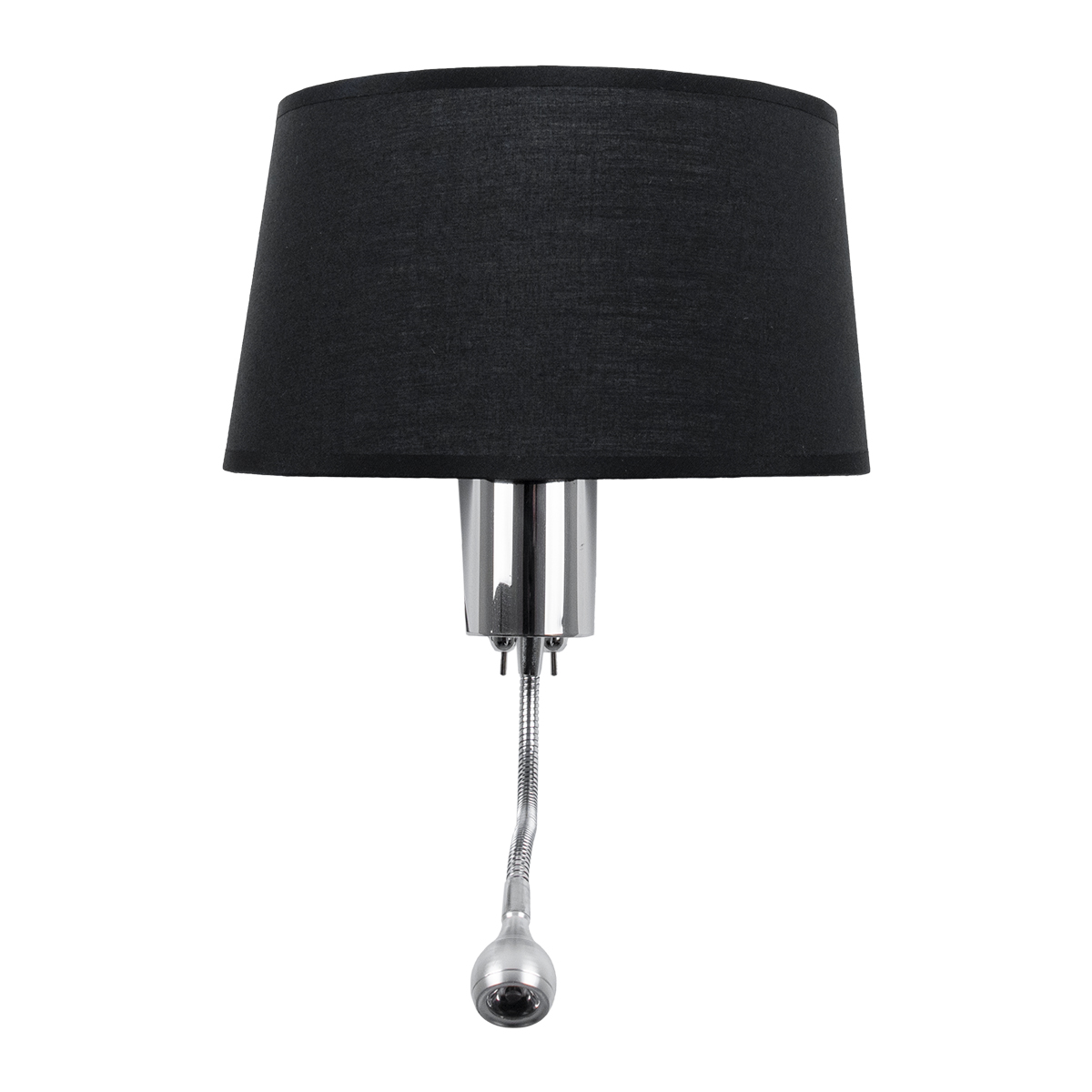 GloboStar® ELEGANT 01492 Μοντέρνο Επιτοίχιο Φωτιστικό Απλίκα με LED Βραχίονα Δίφωτο 1 x E27 IP20 Μαύρο Ύφασμα με Ασημί Μέταλλο - Μ26.5 x Π15 x Υ43cm