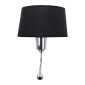 GloboStar® ELEGANT 01492 Μοντέρνο Επιτοίχιο Φωτιστικό Απλίκα με LED Βραχίονα Δίφωτο 1 x E27 IP20 Μαύρο Ύφασμα με Ασημί Μέταλλο - Μ26.5 x Π15 x Υ43cm