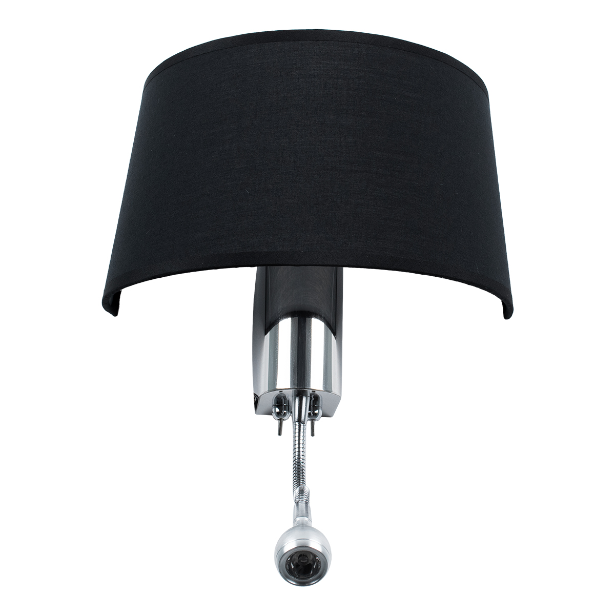 GloboStar® ELEGANT 01492 Μοντέρνο Επιτοίχιο Φωτιστικό Απλίκα με LED Βραχίονα Δίφωτο 1 x E27 IP20 Μαύρο Ύφασμα με Ασημί Μέταλλο - Μ26.5 x Π15 x Υ43cm