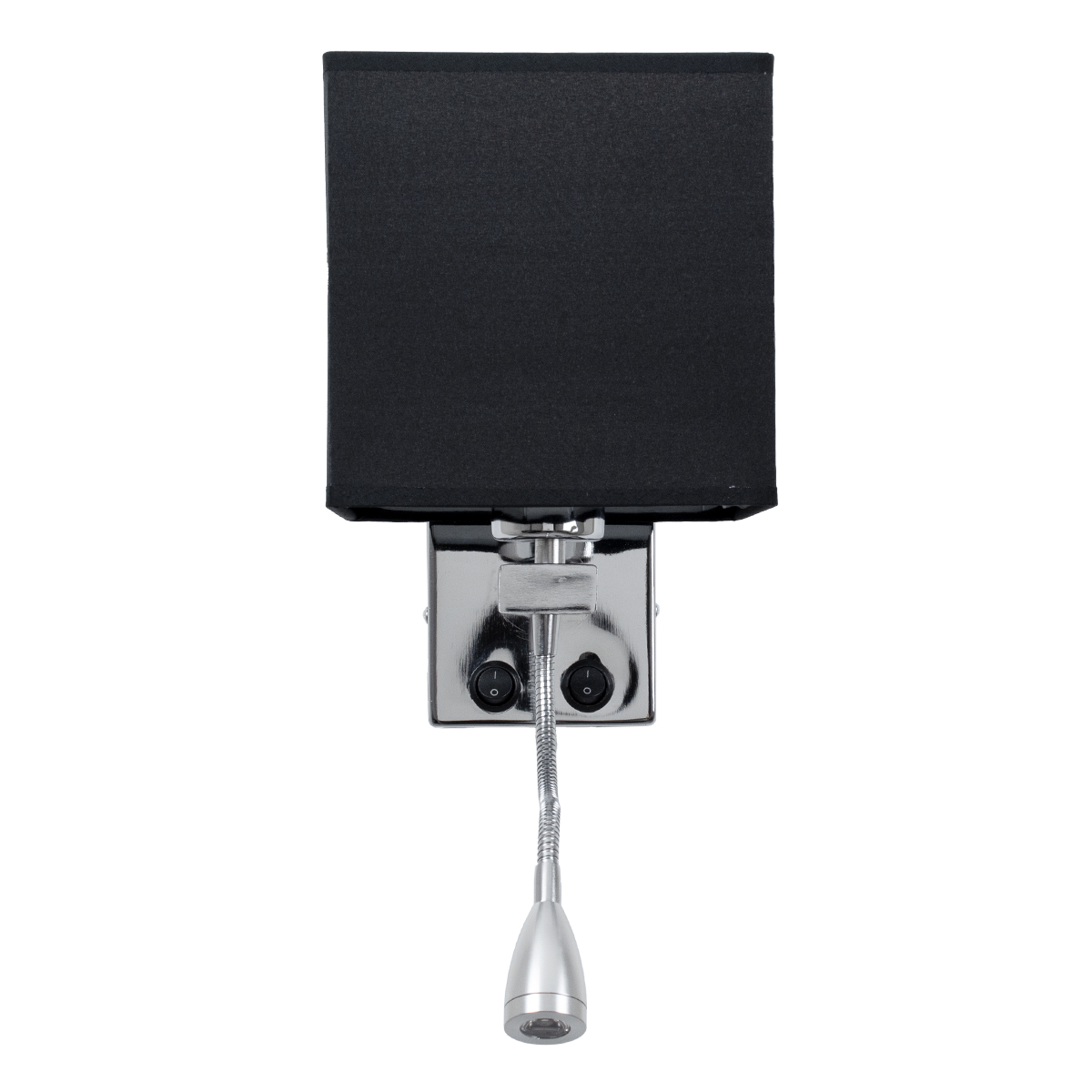 GloboStar® ELEGANT 01494 Μοντέρνο Επιτοίχιο Φωτιστικό Απλίκα με LED Βραχίονα Δίφωτο 1 x E27 IP20 Μαύρο Ύφασμα με Ασημί Μέταλλο - Μ17 x Π21 x Υ43cm