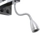 GloboStar® ELEGANT 01494 Μοντέρνο Επιτοίχιο Φωτιστικό Απλίκα με LED Βραχίονα Δίφωτο 1 x E27 IP20 Μαύρο Ύφασμα με Ασημί Μέταλλο - Μ17 x Π21 x Υ43cm