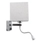 GloboStar® ELEGANT 01495 Μοντέρνο Επιτοίχιο Φωτιστικό Απλίκα με LED Βραχίονα Δίφωτο 1 x E27 IP20 Λευκό Ύφασμα με Ασημί Μέταλλο - Μ17 x Π21 x Υ43cm