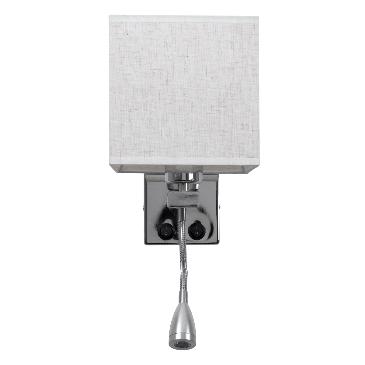 GloboStar® ELEGANT 01495 Μοντέρνο Επιτοίχιο Φωτιστικό Απλίκα με LED Βραχίονα Δίφωτο 1 x E27 IP20 Λευκό Ύφασμα με Ασημί Μέταλλο - Μ17 x Π21 x Υ43cm