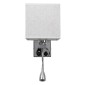 GloboStar® ELEGANT 01495 Μοντέρνο Επιτοίχιο Φωτιστικό Απλίκα με LED Βραχίονα Δίφωτο 1 x E27 IP20 Λευκό Ύφασμα με Ασημί Μέταλλο - Μ17 x Π21 x Υ43cm