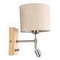 GloboStar® ELEGANT 01496 Μοντέρνο Επιτοίχιο Φωτιστικό Απλίκα με Ρυθμίζόμενο Σώμα LED Δίφωτο 1 x E27 IP20 Μπεζ Ύφασμα με Μπρούτζινο Μέταλλο - Μ18 x Π23.5 x Υ31cm