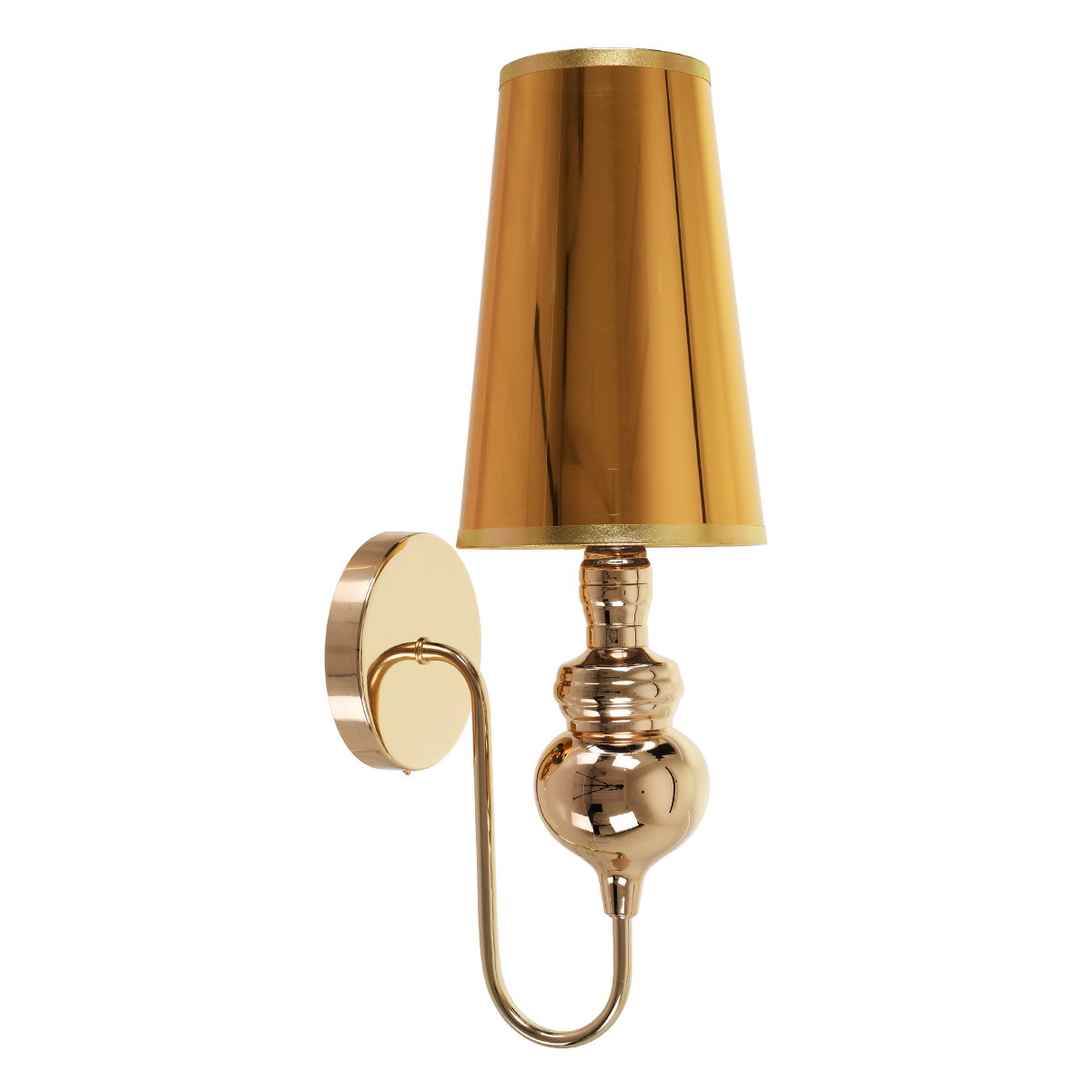 GloboStar® LAURA 01497 Μοντέρνο Επιτοίχιο Φωτιστικό Απλίκα Μονόφωτο 1 x E27 IP20 Χρυσό Μέταλλο - Μ21 x Π15 x Y48cm