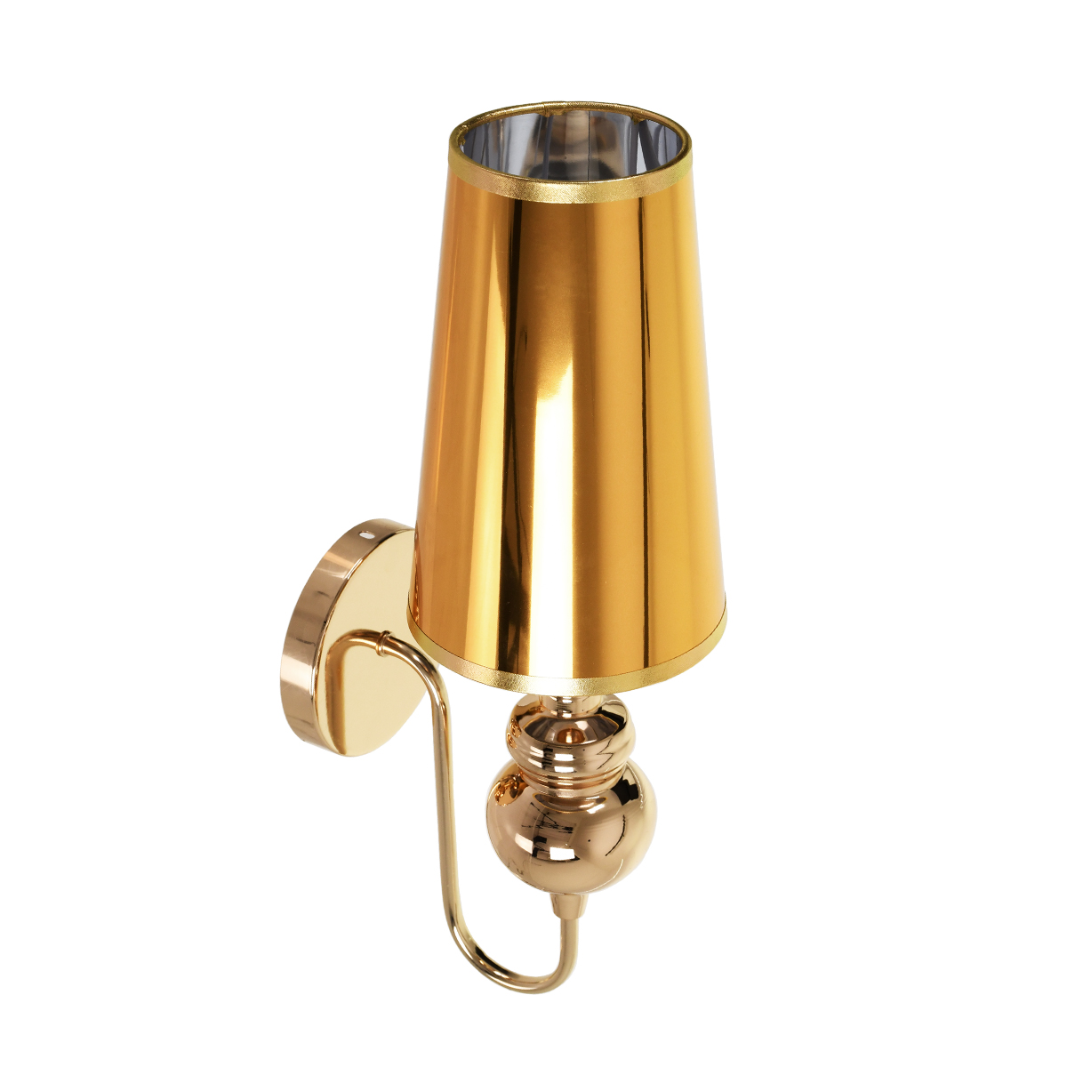 GloboStar® LAURA 01497 Μοντέρνο Επιτοίχιο Φωτιστικό Απλίκα Μονόφωτο 1 x E27 IP20 Χρυσό Μέταλλο - Μ21 x Π15 x Y48cm
