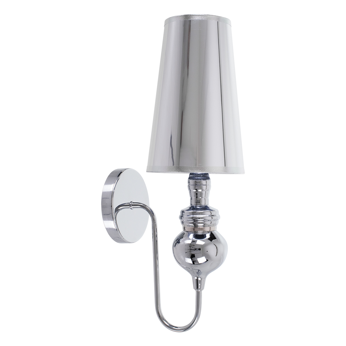GloboStar® LAURA 01498 Μοντέρνο Επιτοίχιο Φωτιστικό Απλίκα Μονόφωτο 1 x E27 IP20 Ασημί Μέταλλο - Μ21 x Π15 x Y48cm