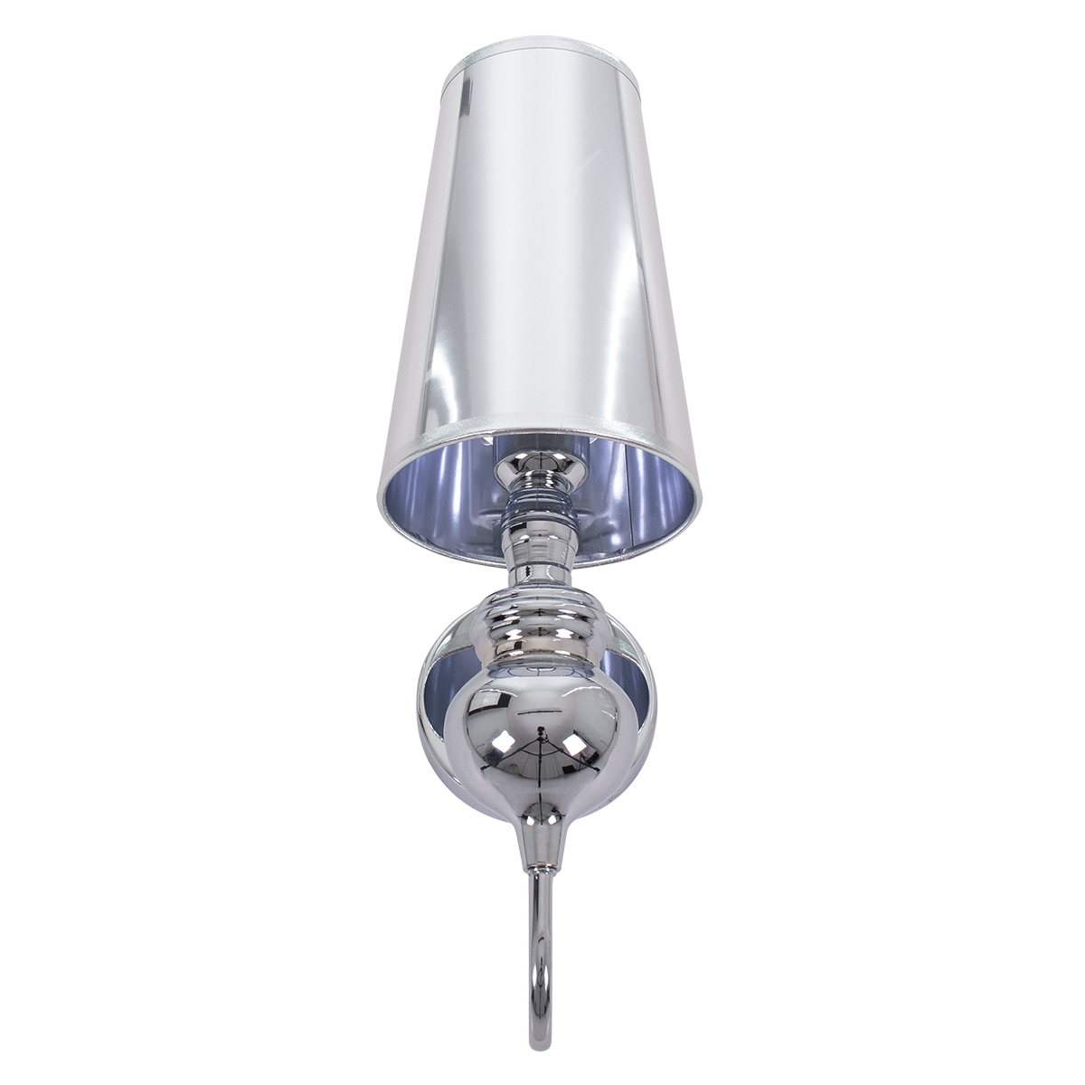 GloboStar® LAURA 01498 Μοντέρνο Επιτοίχιο Φωτιστικό Απλίκα Μονόφωτο 1 x E27 IP20 Ασημί Μέταλλο - Μ21 x Π15 x Y48cm