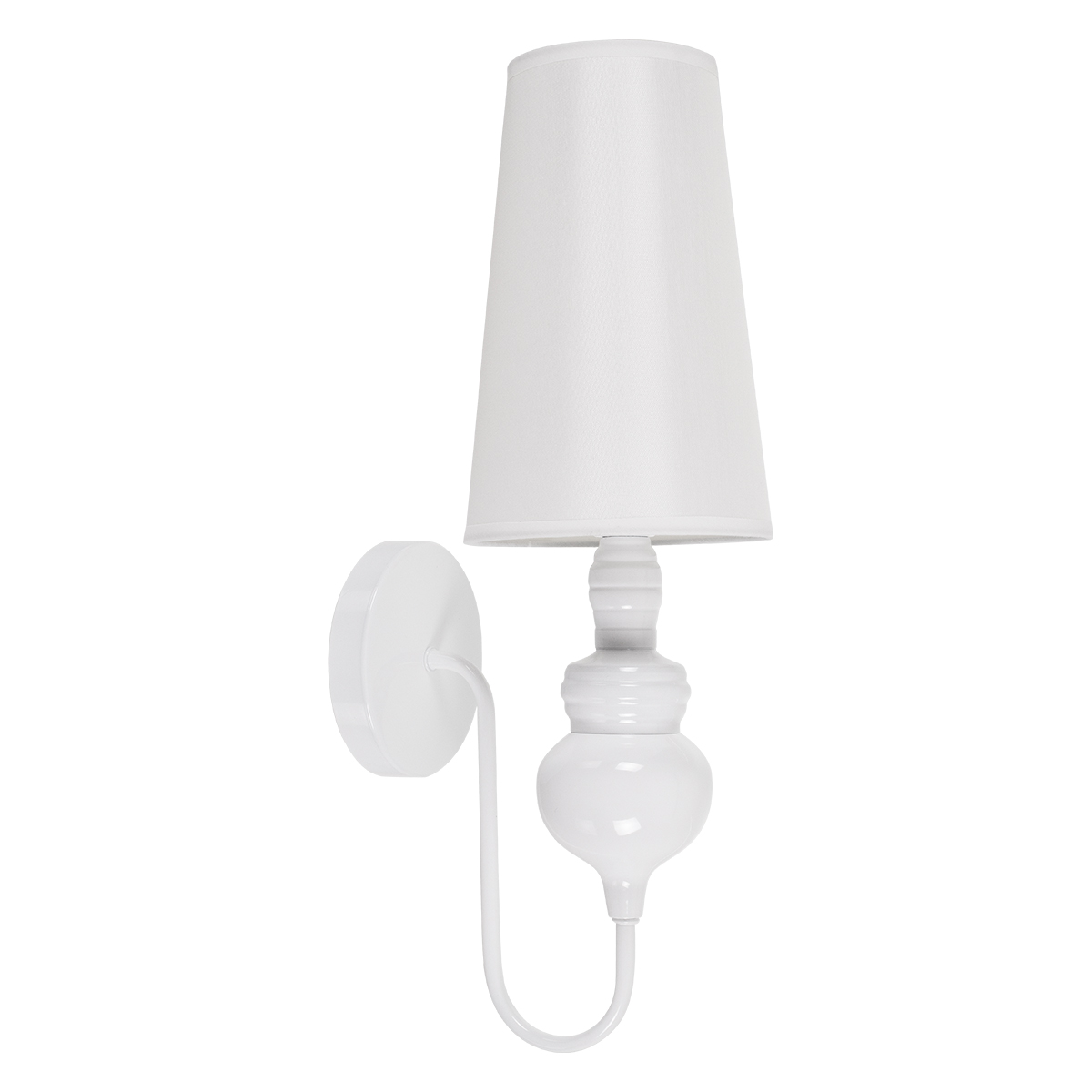 GloboStar® LAURA 01499 Μοντέρνο Επιτοίχιο Φωτιστικό Απλίκα Μονόφωτο 1 x E27 IP20 Λευκό Μέταλλο με Λευκό Ύφασμα - Μ21 x Π15 x Y48cm
