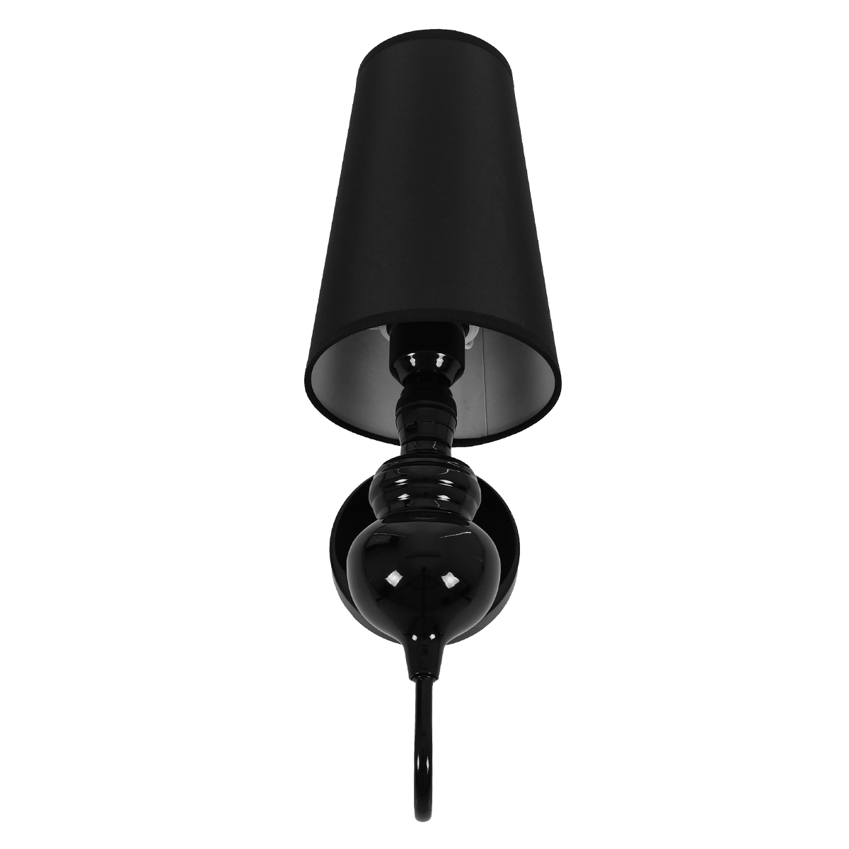 GloboStar® LAURA 01500 Μοντέρνο Επιτοίχιο Φωτιστικό Απλίκα Μονόφωτο 1 x E27 IP20 Μαύρο Μέταλλο με Μαύρο Ύφασμα - Μ21 x Π15 x Y48cm