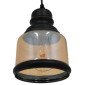 GloboStar® OLIVER 01506 Vintage Κρεμαστό Φωτιστικό Καμπάνα Μονόφωτο 1 x E27 IP20 Μελί Γυαλί με Μαύρο Μέταλλο - Μ15 x Π15 x Υ21.5cm