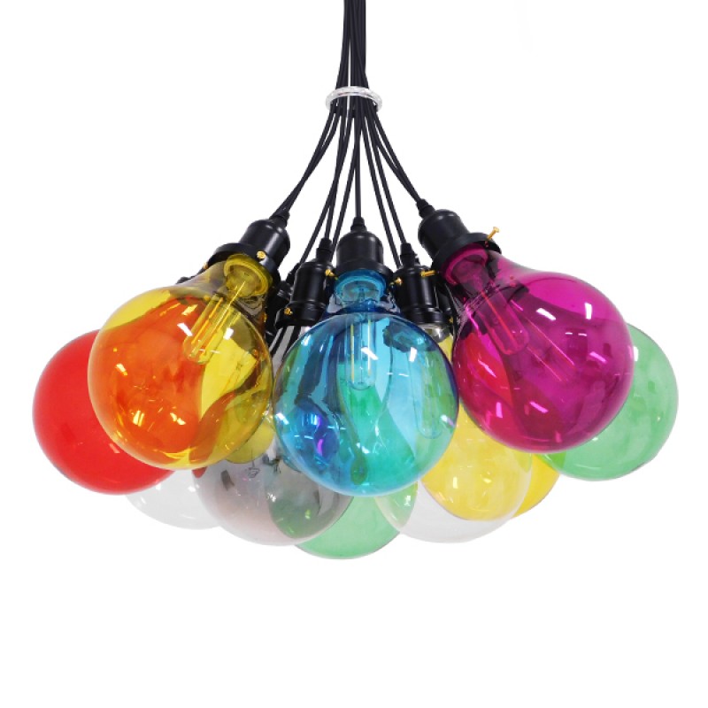 GLOBOSTAR® PARTY 01509 Μοντέρνο Κρεμαστό Φωτιστικό Οροφής με Ντουί 10 x E27 AC 220-240V IP20 - Πολύχρωμο - Μ59 x Π59 x Υ30cm