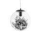 GloboStar® HARPER 01512 Μοντέρνο Κρεμαστό Φωτιστικό Μπάλα Μονόφωτο 1 x E27 IP20 Διάφανο Γυαλί με Μαύρο Μέταλλο - Μ25 x Π25 x Υ30cm