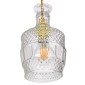 GloboStar® WHISKEY 01513 Vintage Κρεμαστό Φωτιστικό Ανάρτηση Μονόφωτο 1 x E27 IP20 Διάφανο Γυαλί - Μ13 x Π13 x Υ22cm