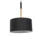 GloboStar® BRONX 01517 Μοντέρνο Κρεμαστό Φωτιστικό Καπέλο Μονόφωτο 1 x E27 IP20 Μαύρο Ύφασμα με Μπεζ Ξύλο - Μ35 x Π35 x Υ50cm