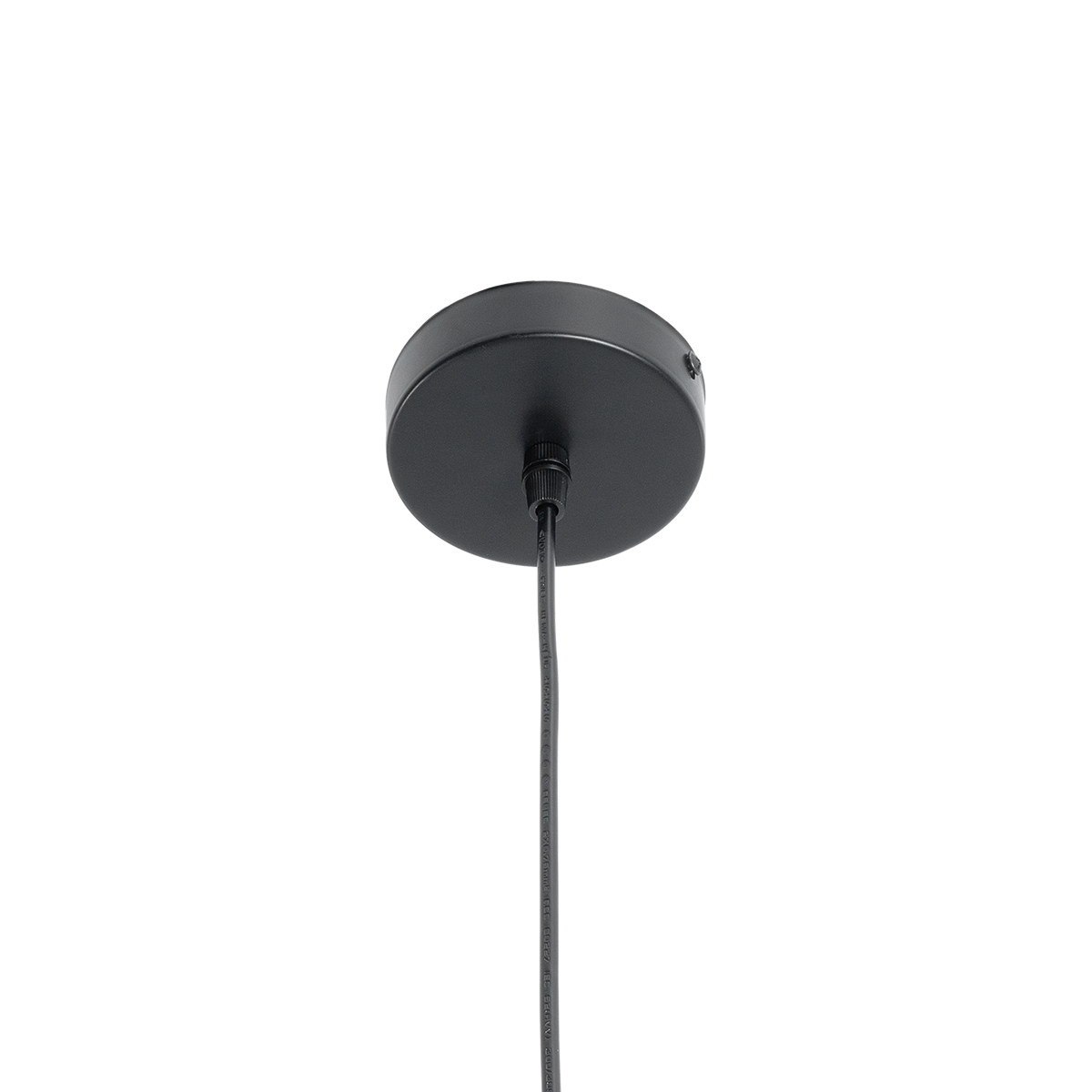 GloboStar® BRONX 01517 Μοντέρνο Κρεμαστό Φωτιστικό Καπέλο Μονόφωτο 1 x E27 IP20 Μαύρο Ύφασμα με Μπεζ Ξύλο - Μ35 x Π35 x Υ50cm