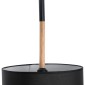 GloboStar® BRONX 01517 Μοντέρνο Κρεμαστό Φωτιστικό Καπέλο Μονόφωτο 1 x E27 IP20 Μαύρο Ύφασμα με Μπεζ Ξύλο - Μ35 x Π35 x Υ50cm