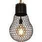 GloboStar® URBAN 01522 Vintage Κρεμαστό Φωτιστικό Πλέγμα Μονόφωτο 1 x E27 IP20 Μαύρο Μέταλλο με Μπεζ Σχοινί - Μ28 x Π28 x Υ40cm