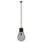 GloboStar® URBAN 01522 Vintage Κρεμαστό Φωτιστικό Πλέγμα Μονόφωτο 1 x E27 IP20 Μαύρο Μέταλλο με Μπεζ Σχοινί - Μ28 x Π28 x Υ40cm