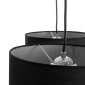 GloboStar® RAMSON 01525 Μοντέρνο Κρεμαστό Φωτιστικό Καπέλο Τρίφωτο 3 x E27 IP20 Μαύρο Ύφασμα με Μπεζ Ξύλο - Μ65 x Π65 x Υ20cm