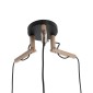 GloboStar® RAMSON 01525 Μοντέρνο Κρεμαστό Φωτιστικό Καπέλο Τρίφωτο 3 x E27 IP20 Μαύρο Ύφασμα με Μπεζ Ξύλο - Μ65 x Π65 x Υ20cm