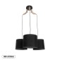 GloboStar® RAMSON 01525 Μοντέρνο Κρεμαστό Φωτιστικό Καπέλο Τρίφωτο 3 x E27 IP20 Μαύρο Ύφασμα με Μπεζ Ξύλο - Μ65 x Π65 x Υ20cm