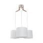 GloboStar® RAMSON 01526 Μοντέρνο Κρεμαστό Φωτιστικό Καπέλο Τρίφωτο 3 x E27 IP20 Λευκό Ύφασμα με Μπεζ Ξύλο - Μ65 x Π65 x Υ20cm