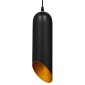 GloboStar® CARSON 01527 Μοντέρνο Κρεμαστό Φωτιστικό Ανάρτηση Μονόφωτο 1 x E27 IP20 Μαύρο & Χρυσό Μέταλλο - Μ10 x Π10 x Υ38cm