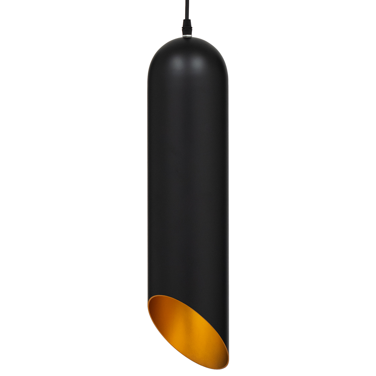 GloboStar® CARSON 01528 Μοντέρνο Κρεμαστό Φωτιστικό Ανάρτηση Μονόφωτο 1 x E27 IP20 Μαύρο & Χρυσό Μέταλλο - Μ12 x Π12 x Υ52cm