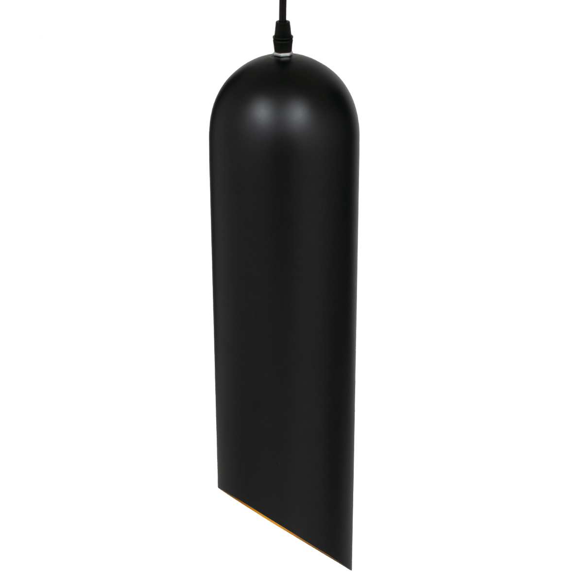 GloboStar® CARSON 01528 Μοντέρνο Κρεμαστό Φωτιστικό Ανάρτηση Μονόφωτο 1 x E27 IP20 Μαύρο & Χρυσό Μέταλλο - Μ12 x Π12 x Υ52cm