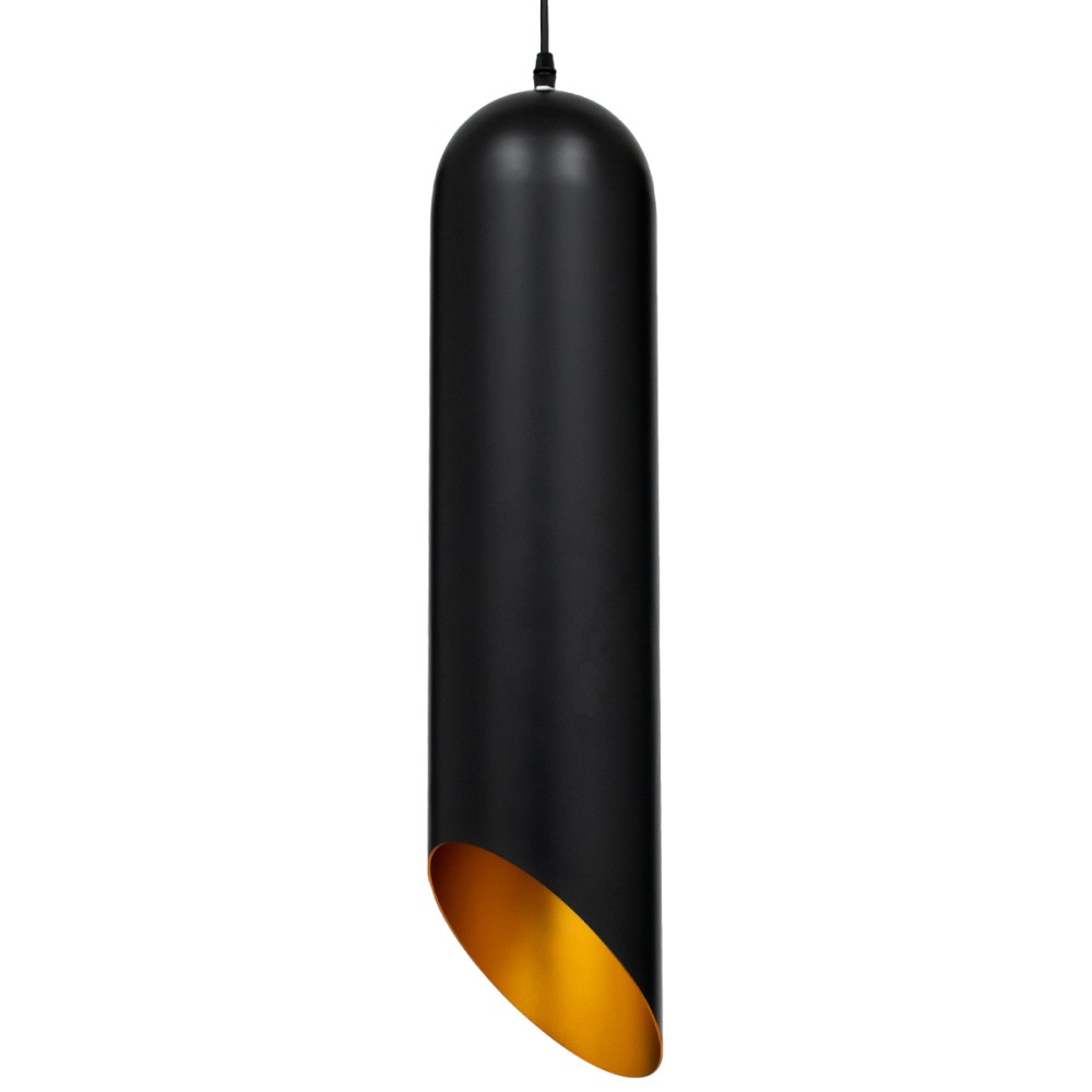 GloboStar® CARSON 01529 Μοντέρνο Κρεμαστό Φωτιστικό Ανάρτηση Μονόφωτο 1 x E27 IP20 Μαύρο & Χρυσό Μέταλλο - Μ15 x Π15 x Υ68cm