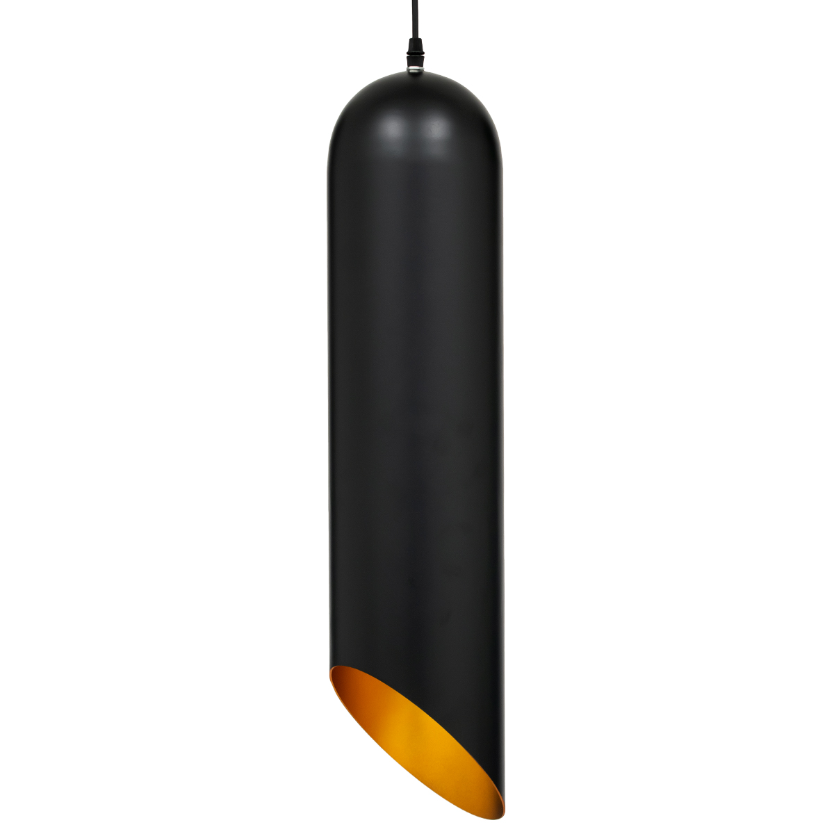 GloboStar® CARSON 01529 Μοντέρνο Κρεμαστό Φωτιστικό Ανάρτηση Μονόφωτο 1 x E27 IP20 Μαύρο & Χρυσό Μέταλλο - Μ15 x Π15 x Υ68cm