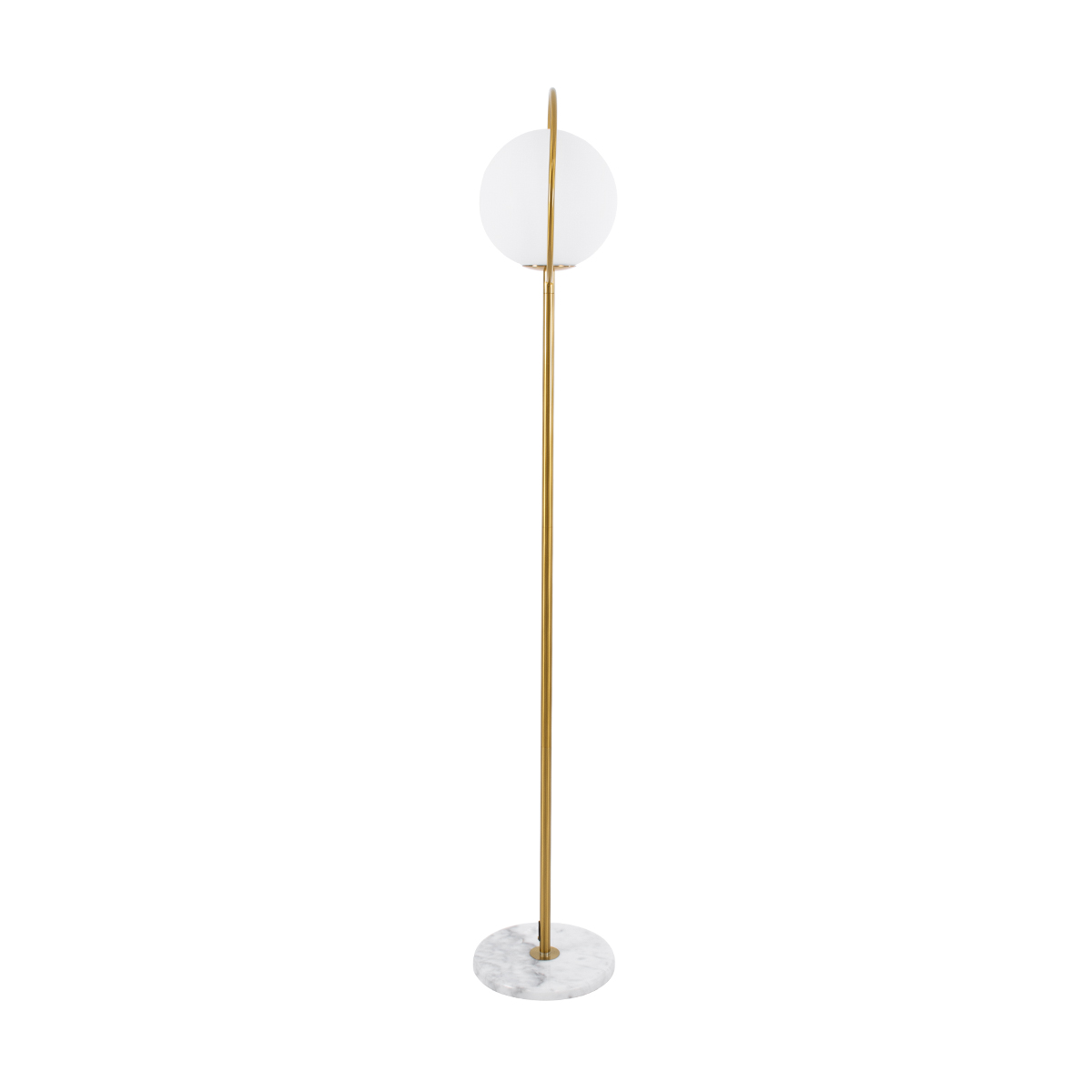 GloboStar® VERSAILLES 01543 Μοντέρνο Επιδαπέδιο Φωτιστικό Μονόφωτο 1 x E27 IP20 Χρυσό Αλουμίνιο , Λευκό Γυαλί με Γκρι Μάρμαρο - Μ35 x Π35 x Υ170cm
