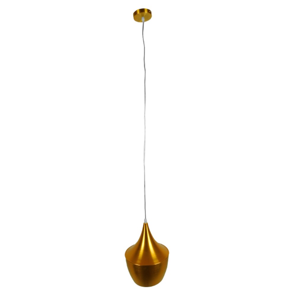 GloboStar® SHANGHAI 01544 Μοντέρνο Κρεμαστό Φωτιστικό Καμπάνα Μονόφωτο 1 x E27 IP20 Χρυσό Μέταλλο - Μ24 x Π24 x Υ30cm