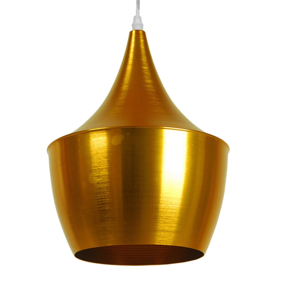 GloboStar® SHANGHAI 01544 Μοντέρνο Κρεμαστό Φωτιστικό Καμπάνα Μονόφωτο 1 x E27 IP20 Χρυσό Μέταλλο - Μ24 x Π24 x Υ30cm