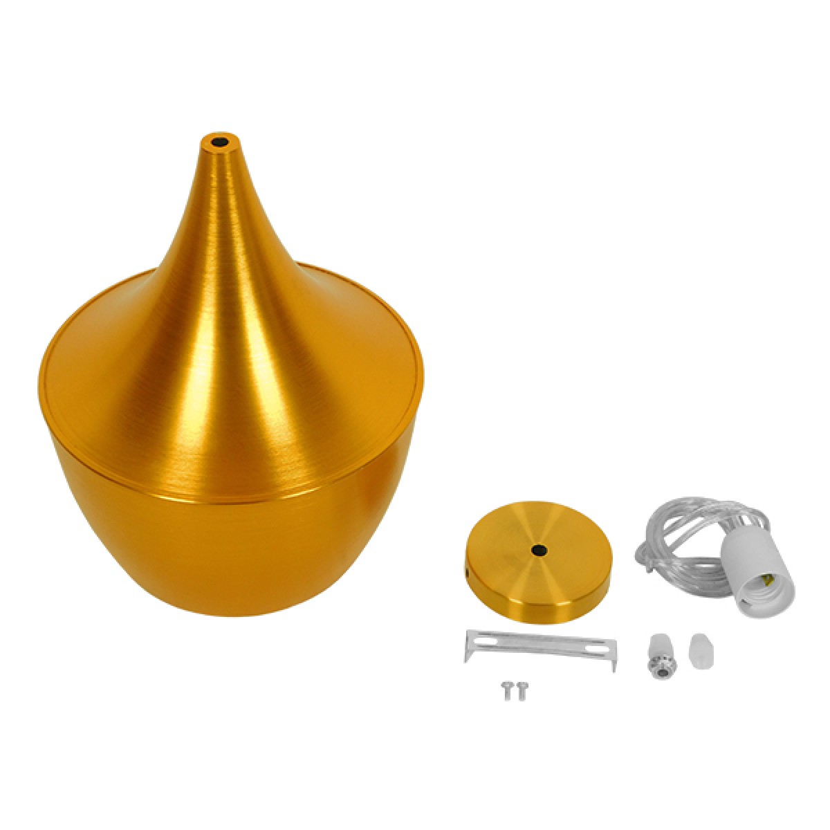 GloboStar® SHANGHAI 01544 Μοντέρνο Κρεμαστό Φωτιστικό Καμπάνα Μονόφωτο 1 x E27 IP20 Χρυσό Μέταλλο - Μ24 x Π24 x Υ30cm