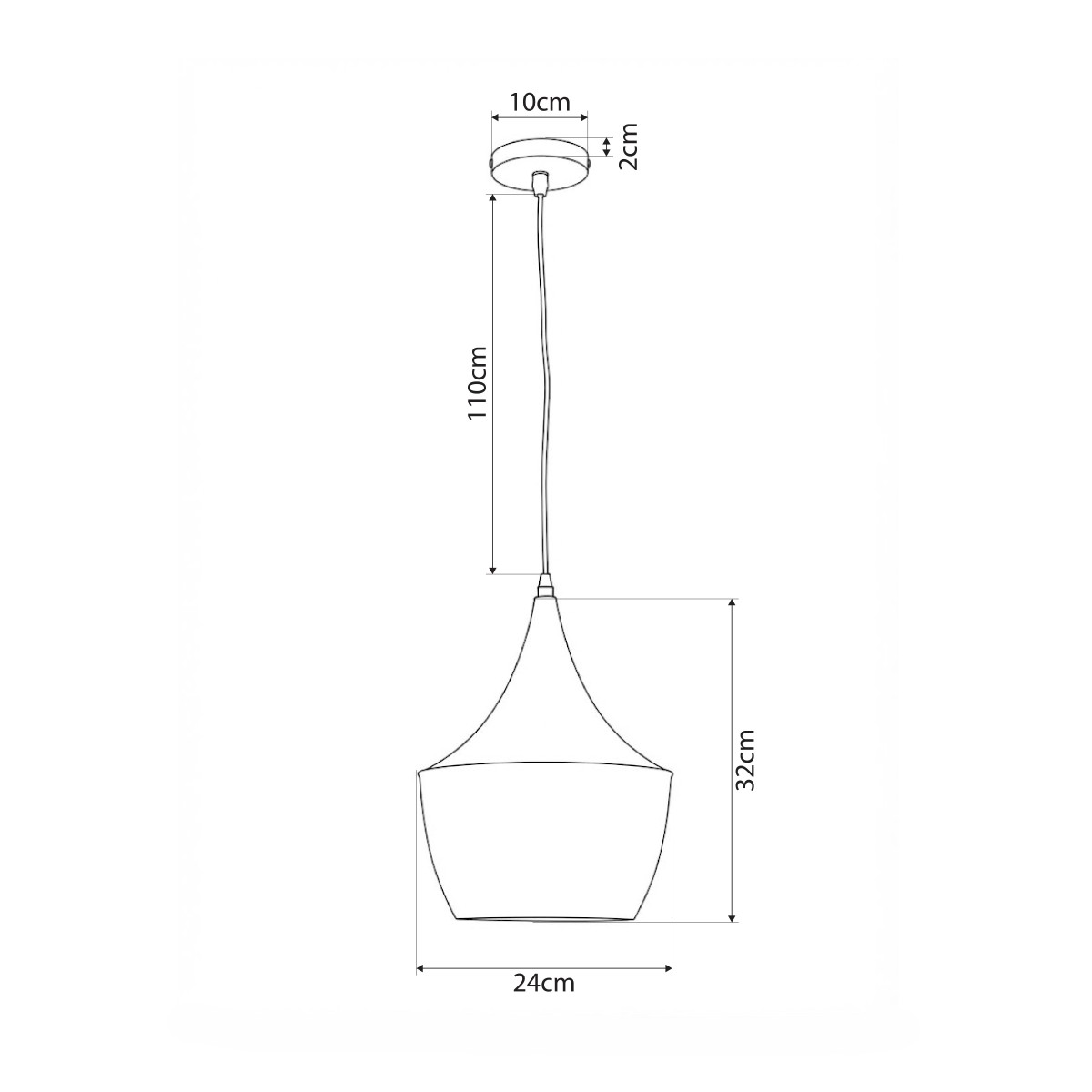 GloboStar® SHANGHAI 01544 Μοντέρνο Κρεμαστό Φωτιστικό Καμπάνα Μονόφωτο 1 x E27 IP20 Χρυσό Μέταλλο - Μ24 x Π24 x Υ30cm