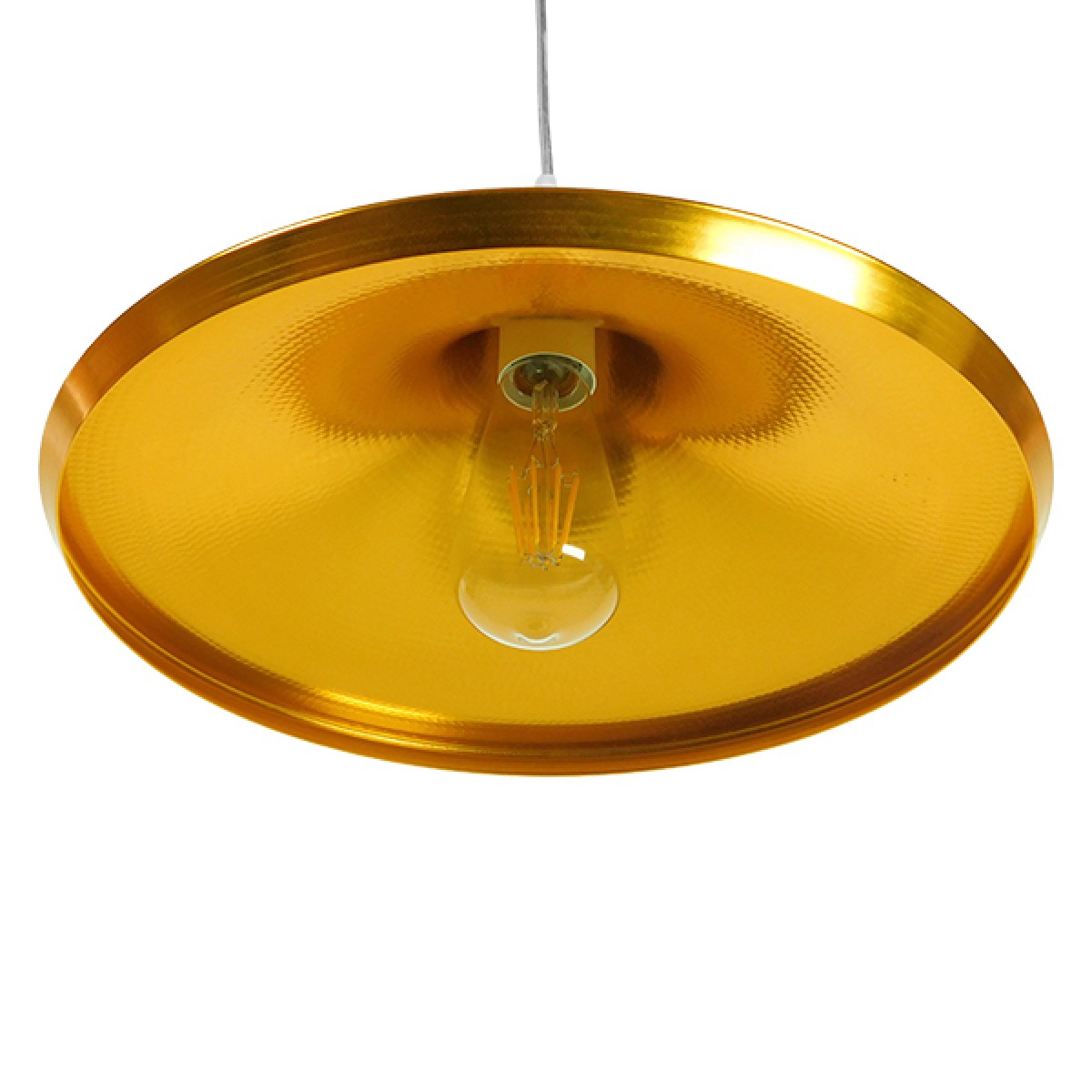 GloboStar® SHANGHAI 01545 Μοντέρνο Κρεμαστό Φωτιστικό Καμπάνα Μονόφωτο 1 x E27 IP20 Χρυσό Μέταλλο - Μ37 x Π37 x Υ20cm