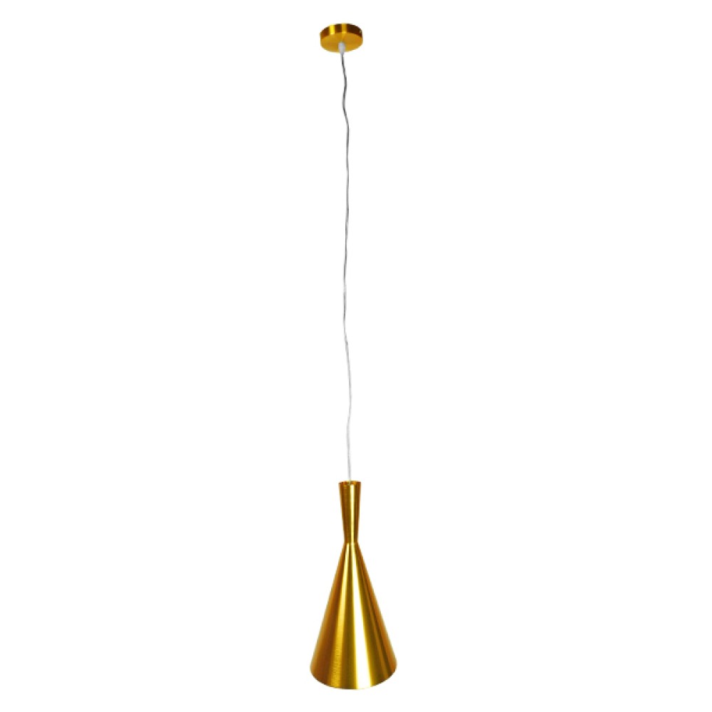 GloboStar® SHANGHAI 01546 Μοντέρνο Κρεμαστό Φωτιστικό Καμπάνα Μονόφωτο 1 x E27 IP20 Χρυσό Μέταλλο - Μ18 x Π18 x Υ38.5cm