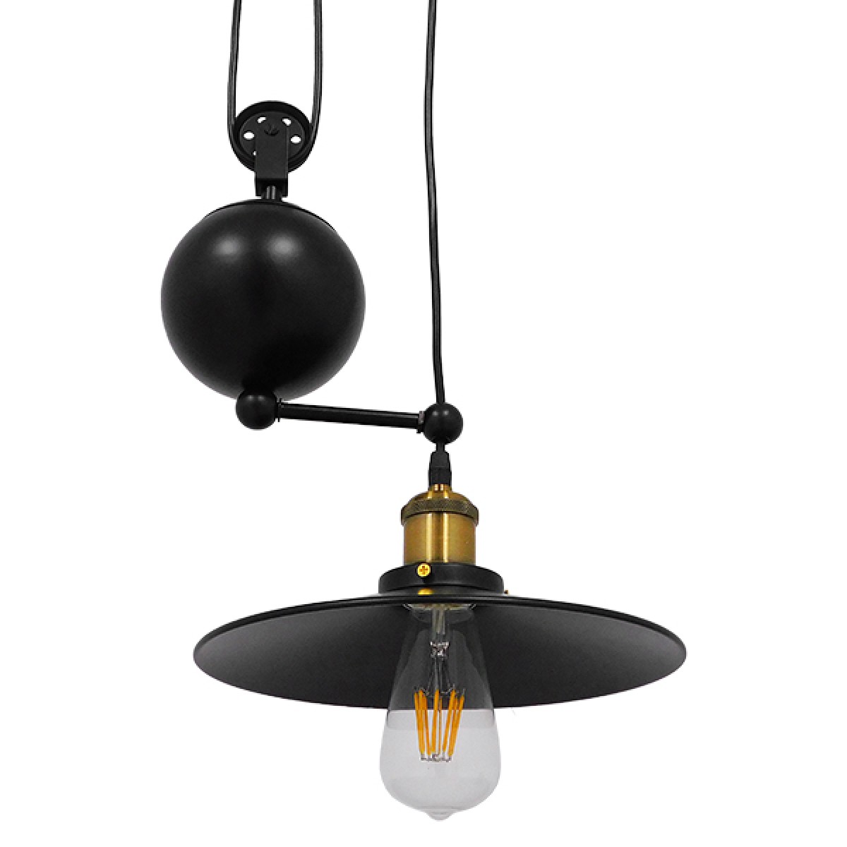 GloboStar® CARILO 01550 Vintage Κρεμαστό Φωτιστικό Ανάρτηση Δίφωτο 2 x E27 IP20 Μαύρο & Χρυσό Μέταλλο - Μ72 x Π26 x Υ120cm