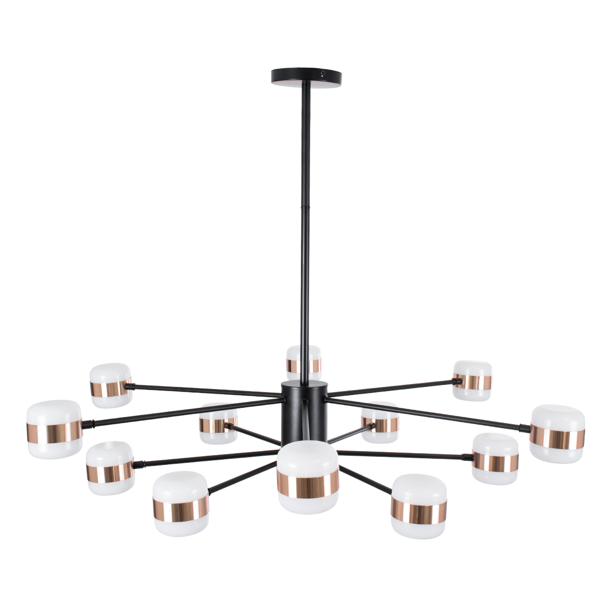GloboStar® ORNATE 01553 Φωτιστικό Οροφής LED 104W lm ° AC 220-240V IP20 Φυσικό Λευκό 4500k Μαύρο & Χάλκινο Μέταλλο με Λευκό Γυαλί - Μ65 x Π65 x Υ70cm - 2 Xρόνια Εγγύηση