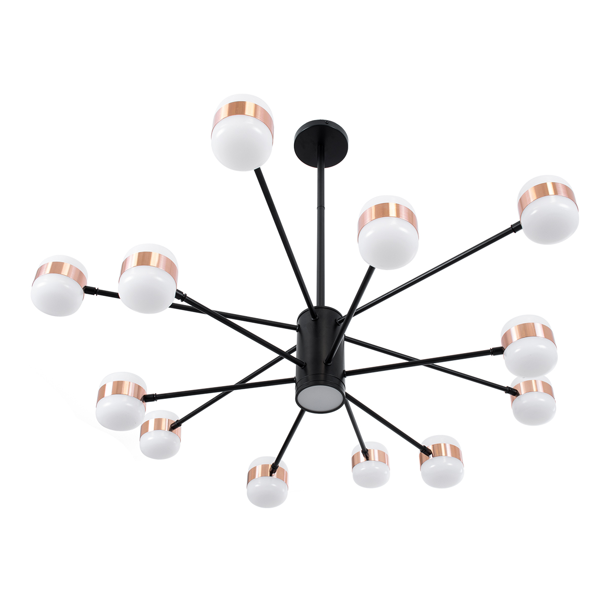 GloboStar® ORNATE 01553 Φωτιστικό Οροφής LED 104W lm ° AC 220-240V IP20 Φυσικό Λευκό 4500k Μαύρο & Χάλκινο Μέταλλο με Λευκό Γυαλί - Μ65 x Π65 x Υ70cm - 2 Xρόνια Εγγύηση