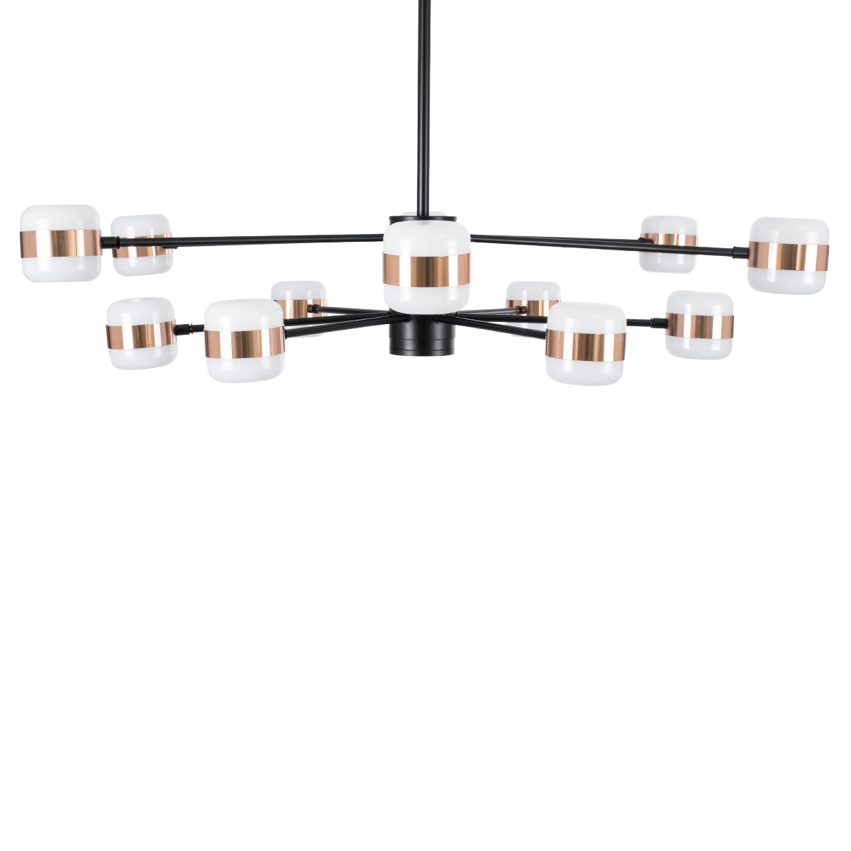 GloboStar® ORNATE 01553 Φωτιστικό Οροφής LED 104W lm ° AC 220-240V IP20 Φυσικό Λευκό 4500k Μαύρο & Χάλκινο Μέταλλο με Λευκό Γυαλί - Μ65 x Π65 x Υ70cm - 2 Xρόνια Εγγύηση