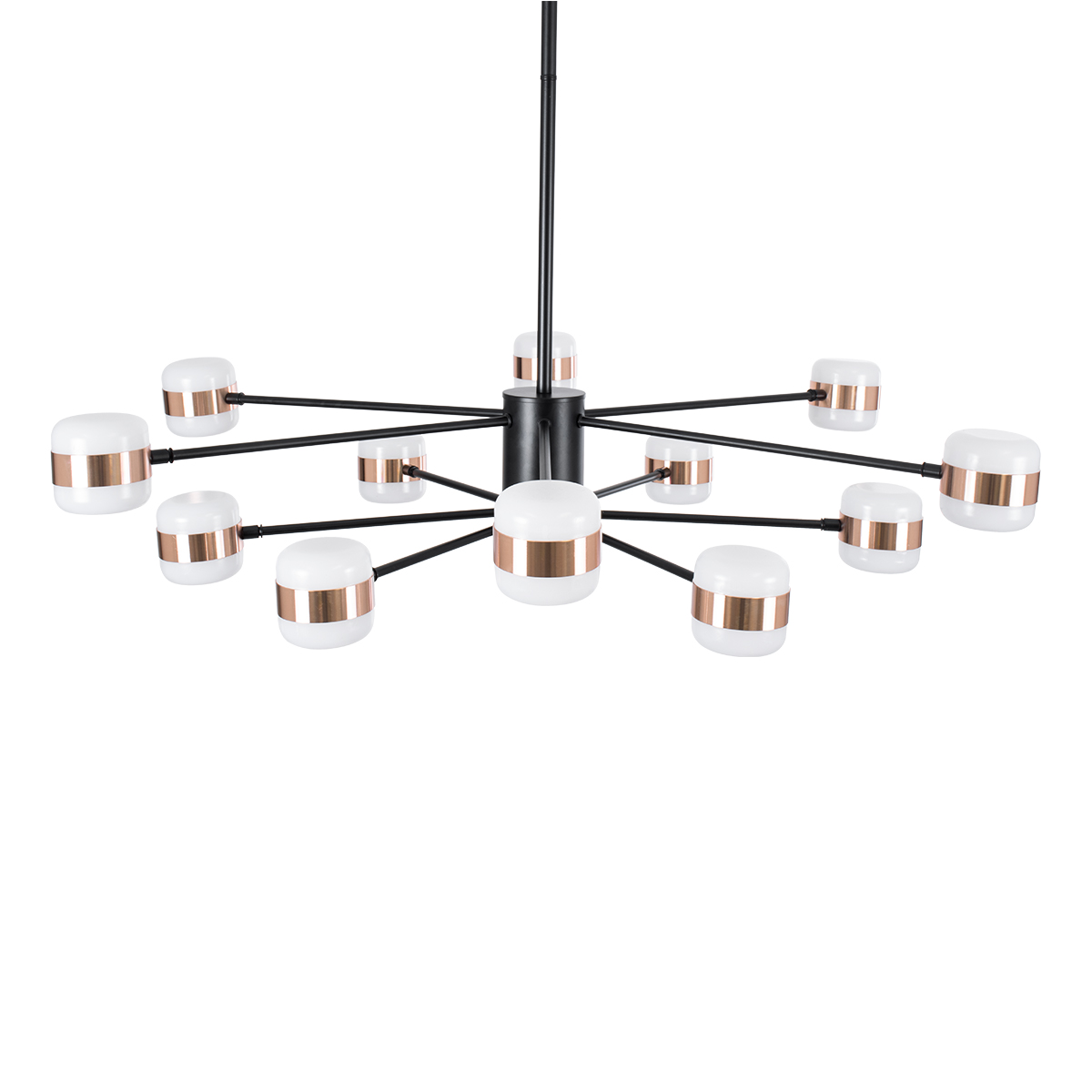 GloboStar® ORNATE 01553 Φωτιστικό Οροφής LED 104W lm ° AC 220-240V IP20 Φυσικό Λευκό 4500k Μαύρο & Χάλκινο Μέταλλο με Λευκό Γυαλί - Μ65 x Π65 x Υ70cm - 2 Xρόνια Εγγύηση