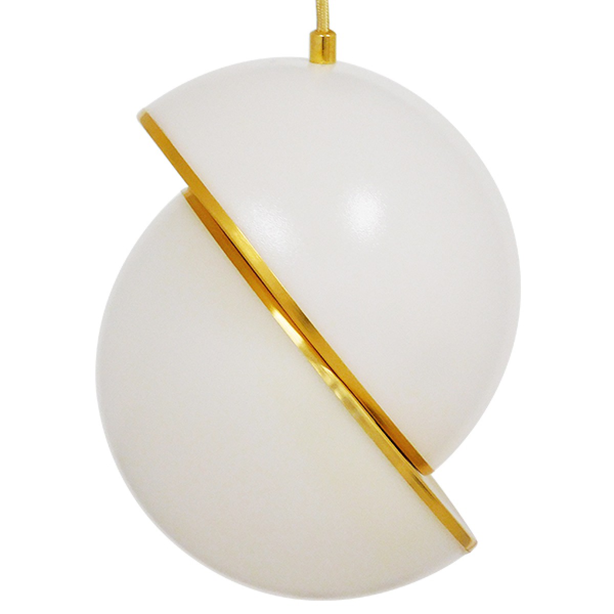 GloboStar® HUDSON 01554 Μοντέρνο Κρεμαστό Φωτιστικό Μπάλα Μονόφωτο 1 x E27 IP20 Λευκό Γυαλί με Χρυσό Μέταλλο - Μ20 x Π20 x Υ25cm