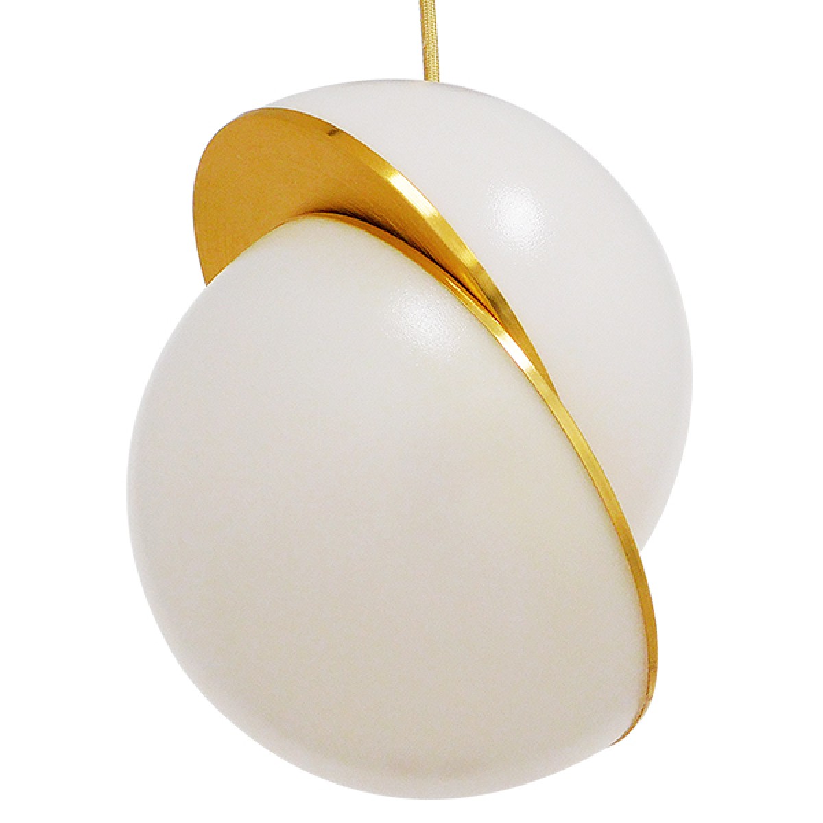 GloboStar® HUDSON 01554 Μοντέρνο Κρεμαστό Φωτιστικό Μπάλα Μονόφωτο 1 x E27 IP20 Λευκό Γυαλί με Χρυσό Μέταλλο - Μ20 x Π20 x Υ25cm