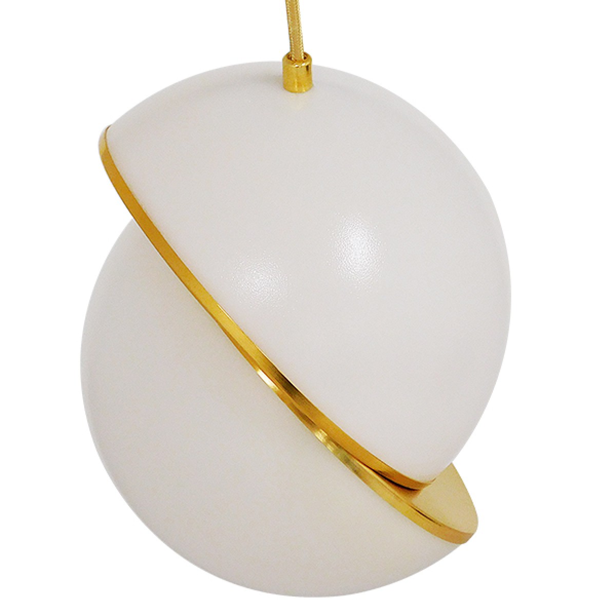 GloboStar® HUDSON 01554 Μοντέρνο Κρεμαστό Φωτιστικό Μπάλα Μονόφωτο 1 x E27 IP20 Λευκό Γυαλί με Χρυσό Μέταλλο - Μ20 x Π20 x Υ25cm